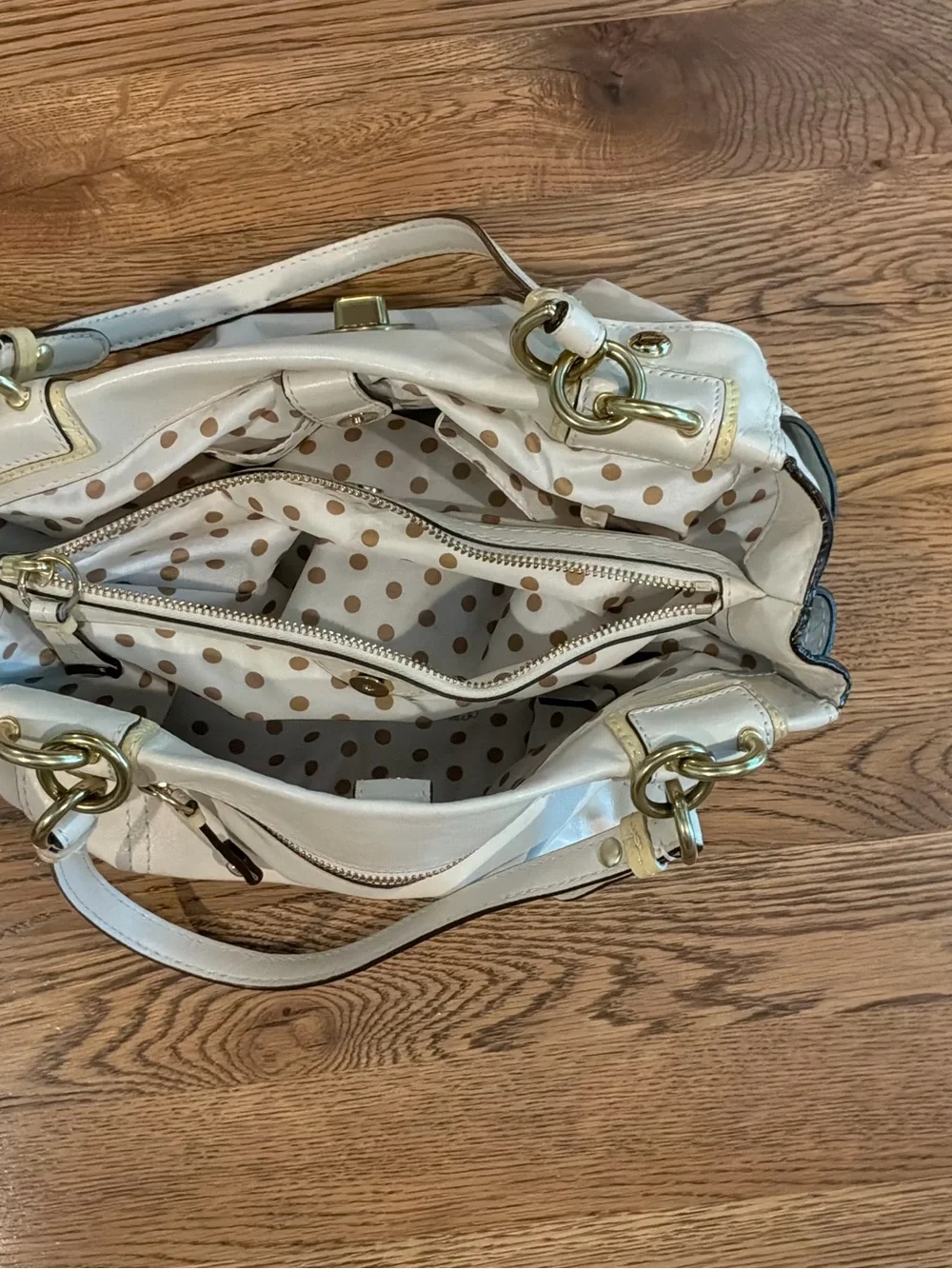 Coach Peyton Cream and Yellow Leather Shoulder Satchel